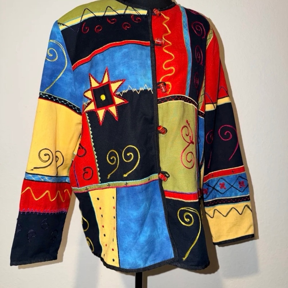 Allure Patchwork Boho Embroidered Jacket • M • 90… - image 1